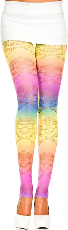 MUSIC LEGS Cross Bone Design Rainbow Leggings, Rainbow One Size