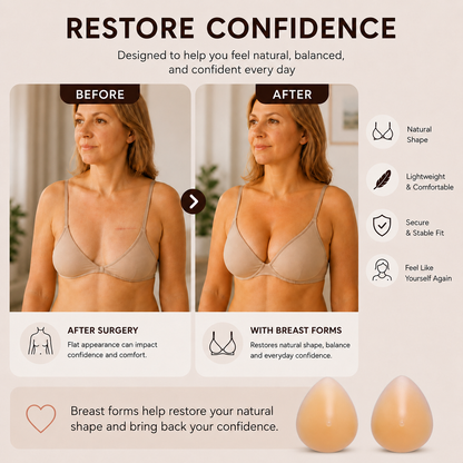 Envy Body Shop Concave Beige Tear Drop Swim Silicone Breast Forms