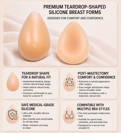 Envy Body Shop Concave Beige Tear Drop Swim Silicone Breast Forms