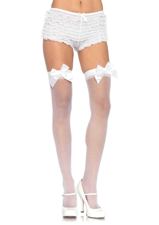 Sheer Thigh Hi with Satin Bow
