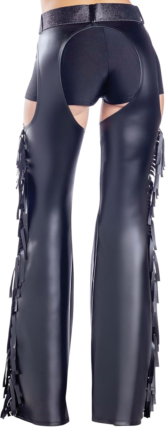 Dreamgirl womens Coated Denier Chap With Studs and Fringe Detailing on the Sides
