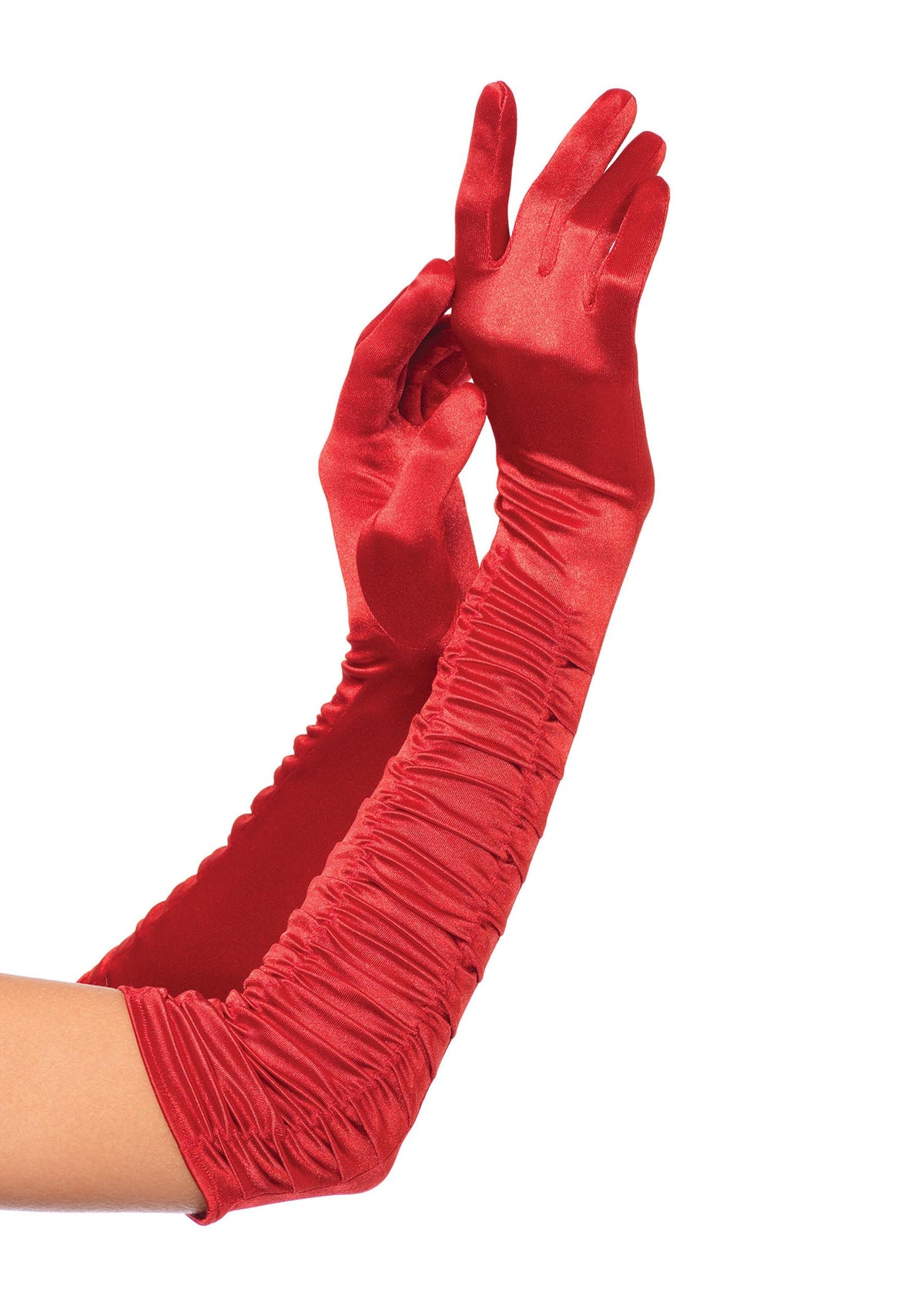 Opera Length Ruched Satin Gloves