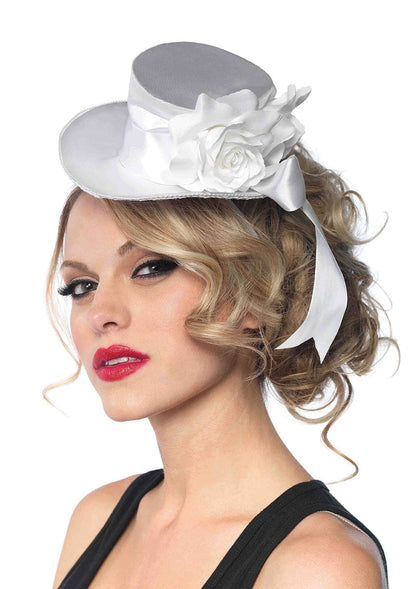 Satin Top Hat with Flower