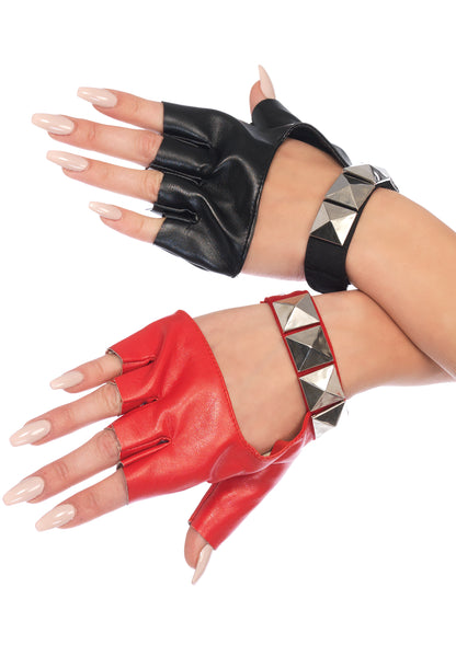 Harley Two-Tone Studded Fingerless Gloves