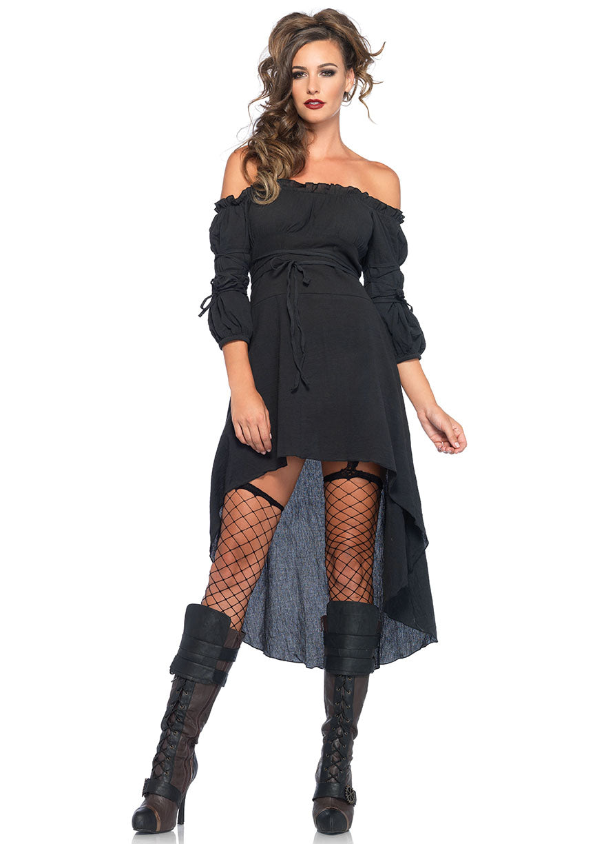 GAUZE HIGH LOW PEASANT DRESS