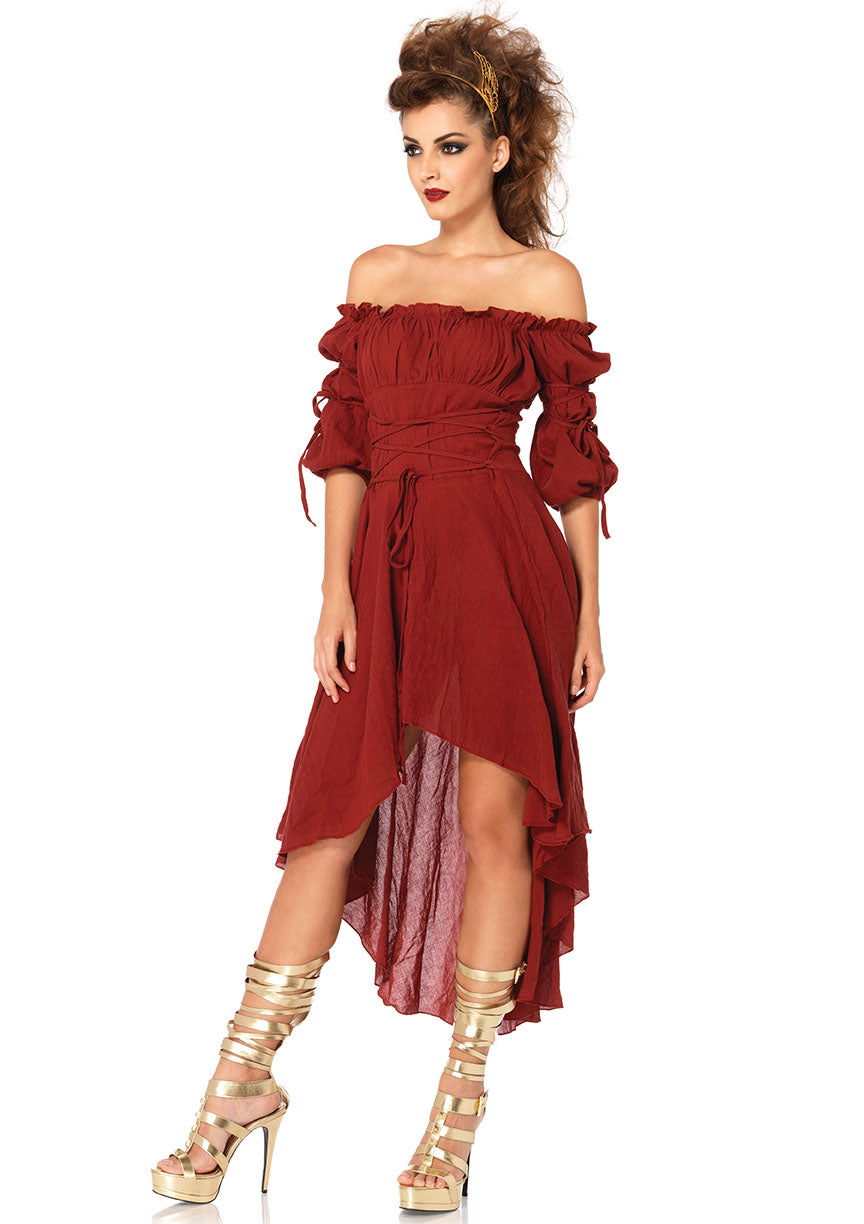 GAUZE HIGH LOW PEASANT DRESS
