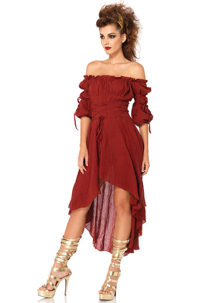 GAUZE HIGH LOW PEASANT DRESS