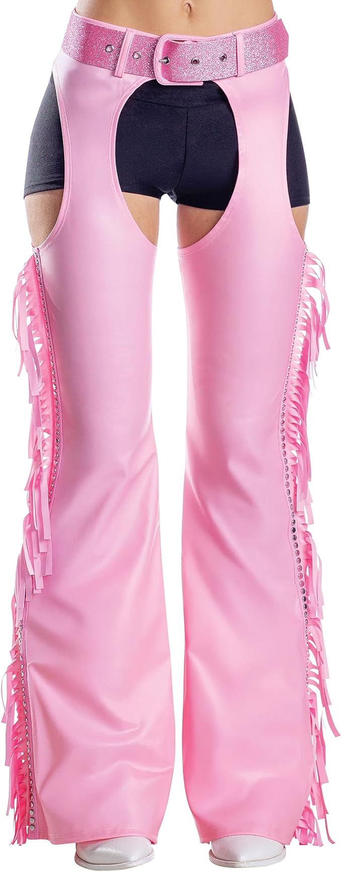 Dreamgirl womens Coated Denier Chap With Studs and Fringe Detailing on the Sides