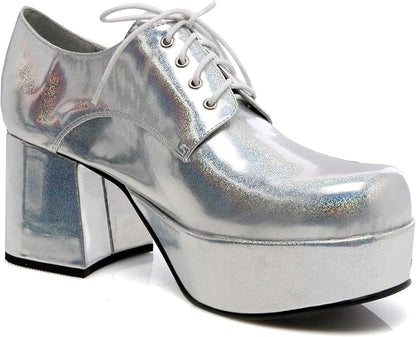 Ellie Shoes Men's 3" Heel with 1.5" Platform Oxford Pimp Shoe, SLVH, XS(6/7) (Used)