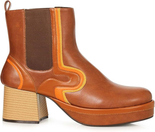 Ellie Shoes Walt Mens Tan 1970's Disco 3" Heel Calf Boots