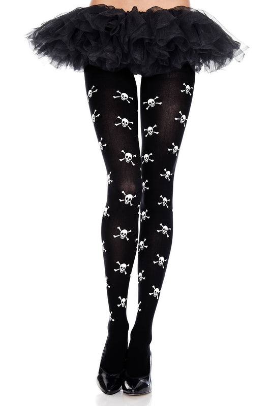 Multiple Skull Print Pantyhose ML