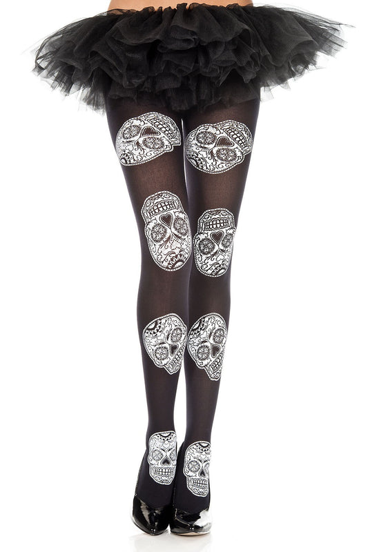 Sugar Skull Print Tights ML