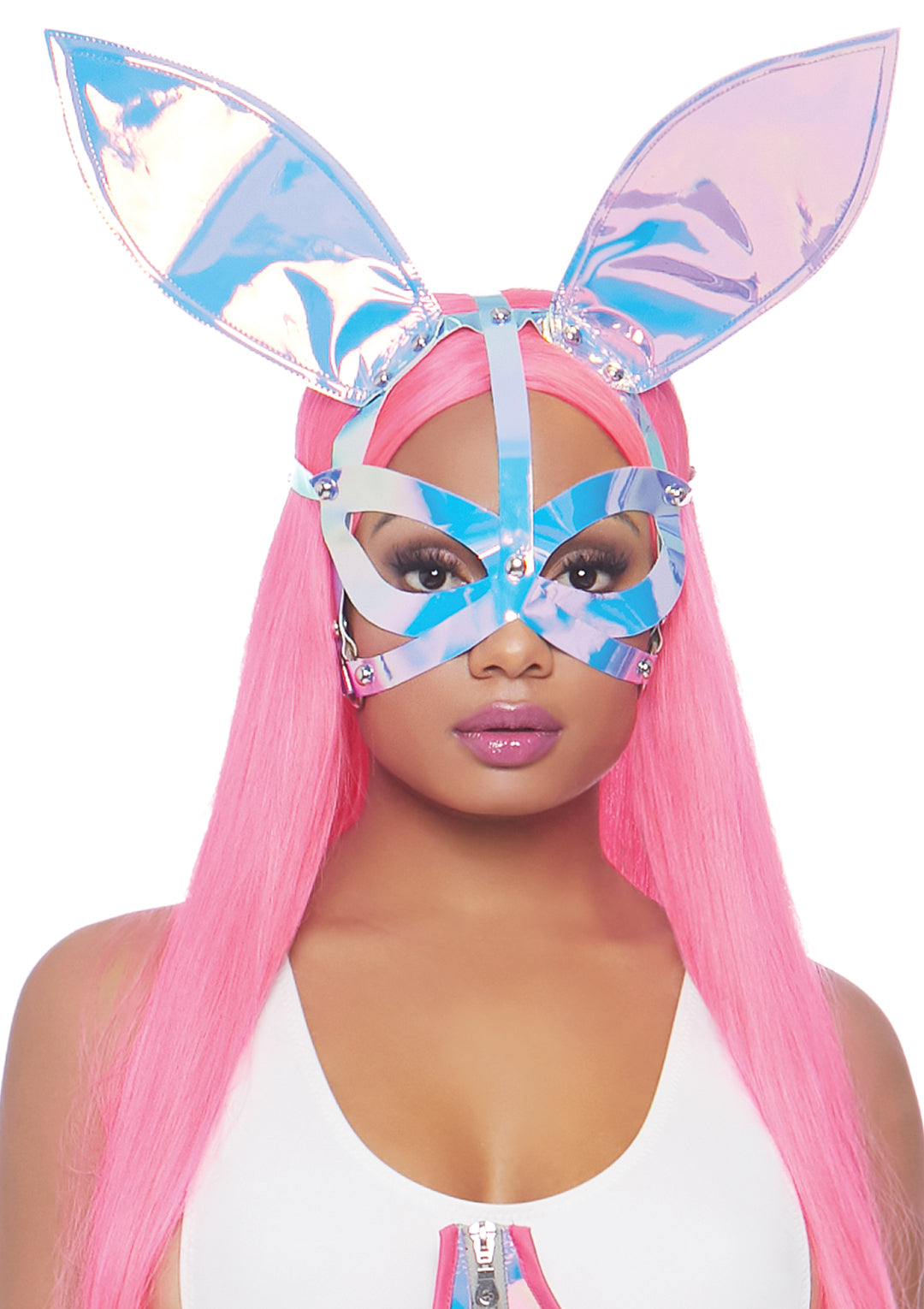 Holographic Vinyl Bunny Ear Mask