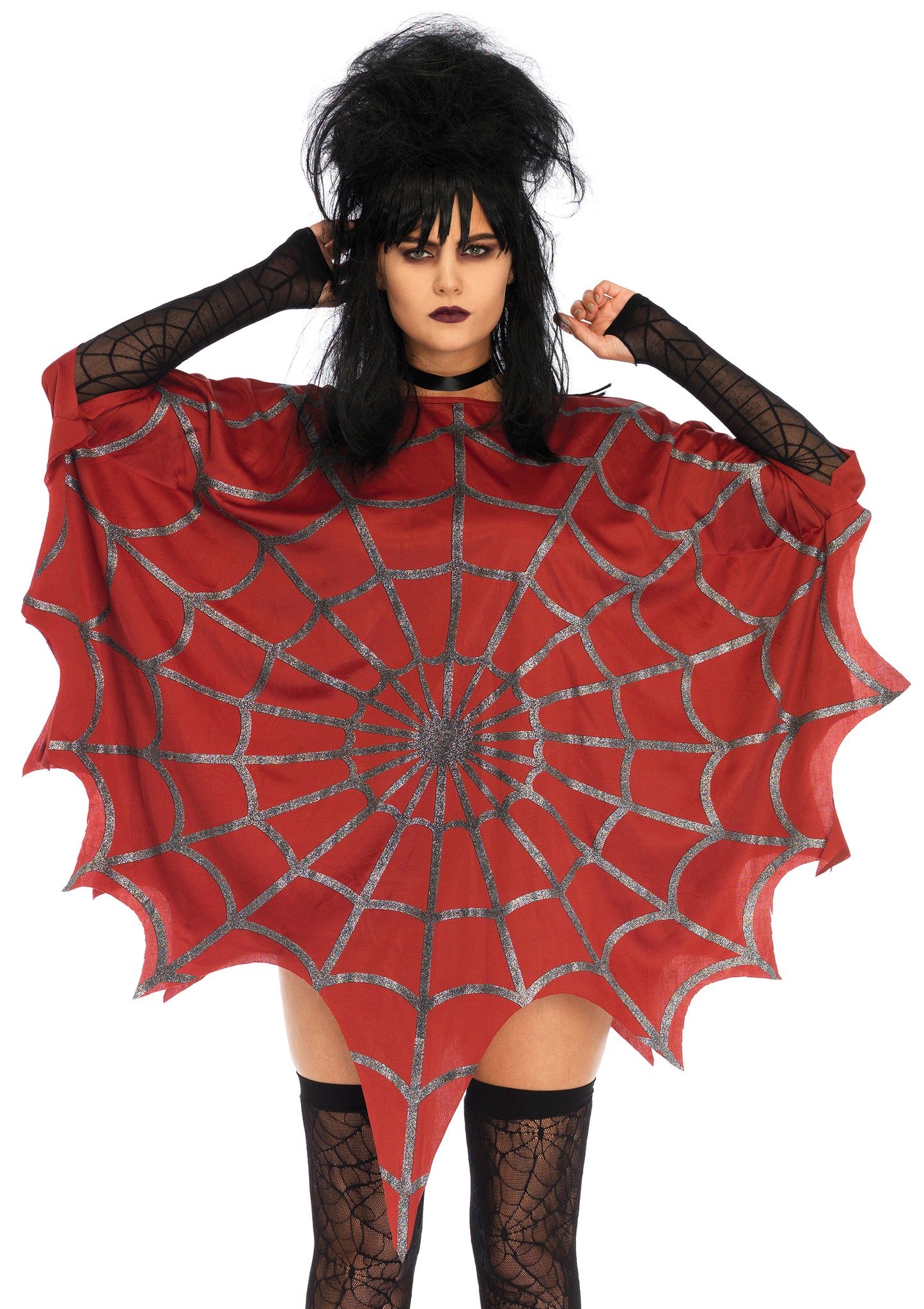 Leg Avenue 3762 Glitter Web Poncho Red