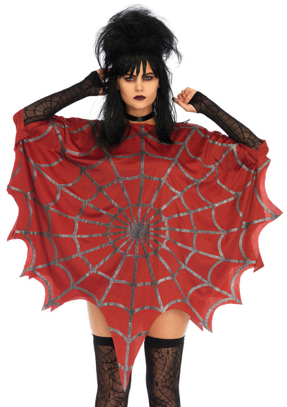 Leg Avenue 3762 Glitter Web Poncho Red