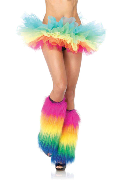 Womens Rainbow Organza Tutu W/ Optional Led costume apparel bottoms, Multicolor, One Size US