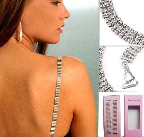 Envy Body Shop Interchangeable Four Rows Crystal Clear Rhinestone Bra Straps
