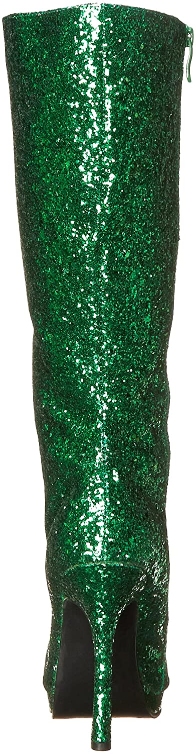 (Used) Ellie Shoes 421-ZARA 4" Knee-High Boot with Glitter, Green Glitter, Size 7
