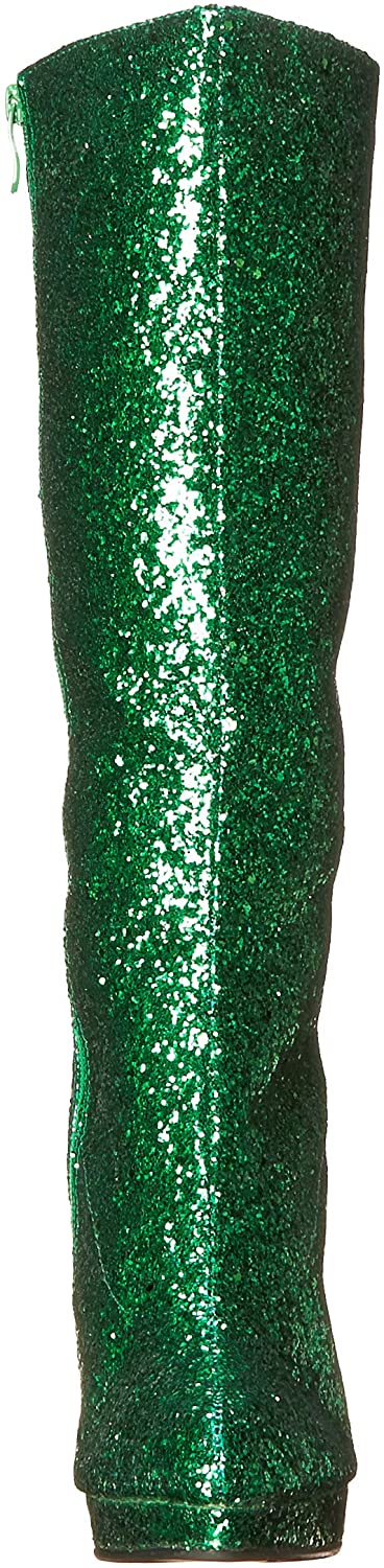 (Used) Ellie Shoes 421-ZARA 4" Knee-High Boot with Glitter, Green Glitter, Size 7