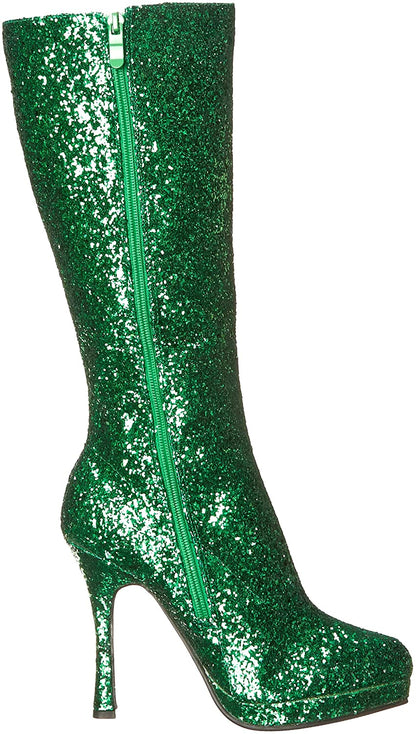 (Used) Ellie Shoes 421-ZARA 4" Knee-High Boot with Glitter, Green Glitter, Size 7