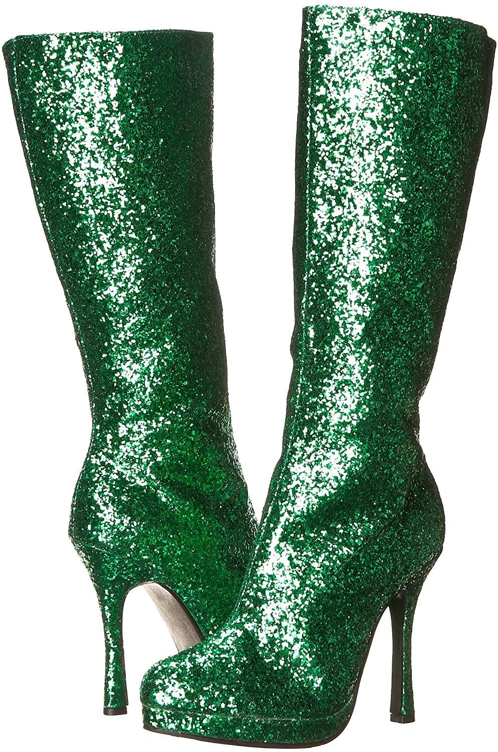 (Used) Ellie Shoes 421-ZARA 4" Knee-High Boot with Glitter, Green Glitter, Size 7