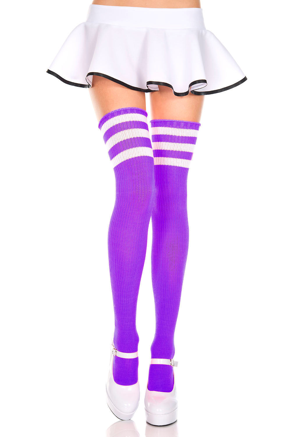 Music Legs Athlete Acrylic Thigh Hi with Striped Top