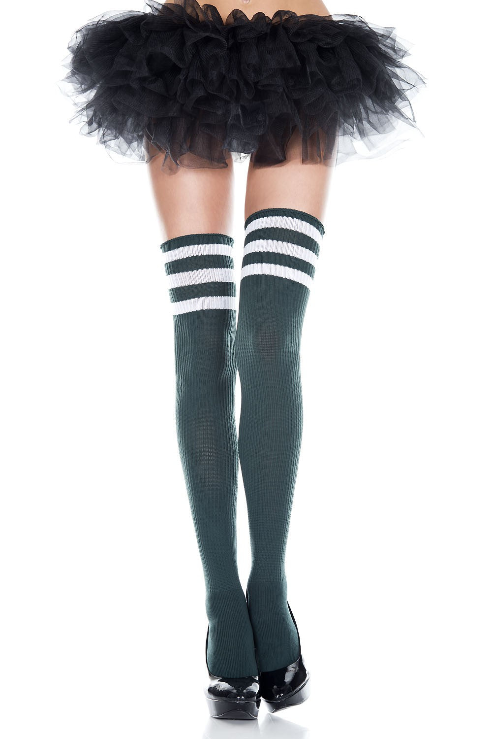 Music Legs Athlete Acrylic Thigh Hi with Striped Top