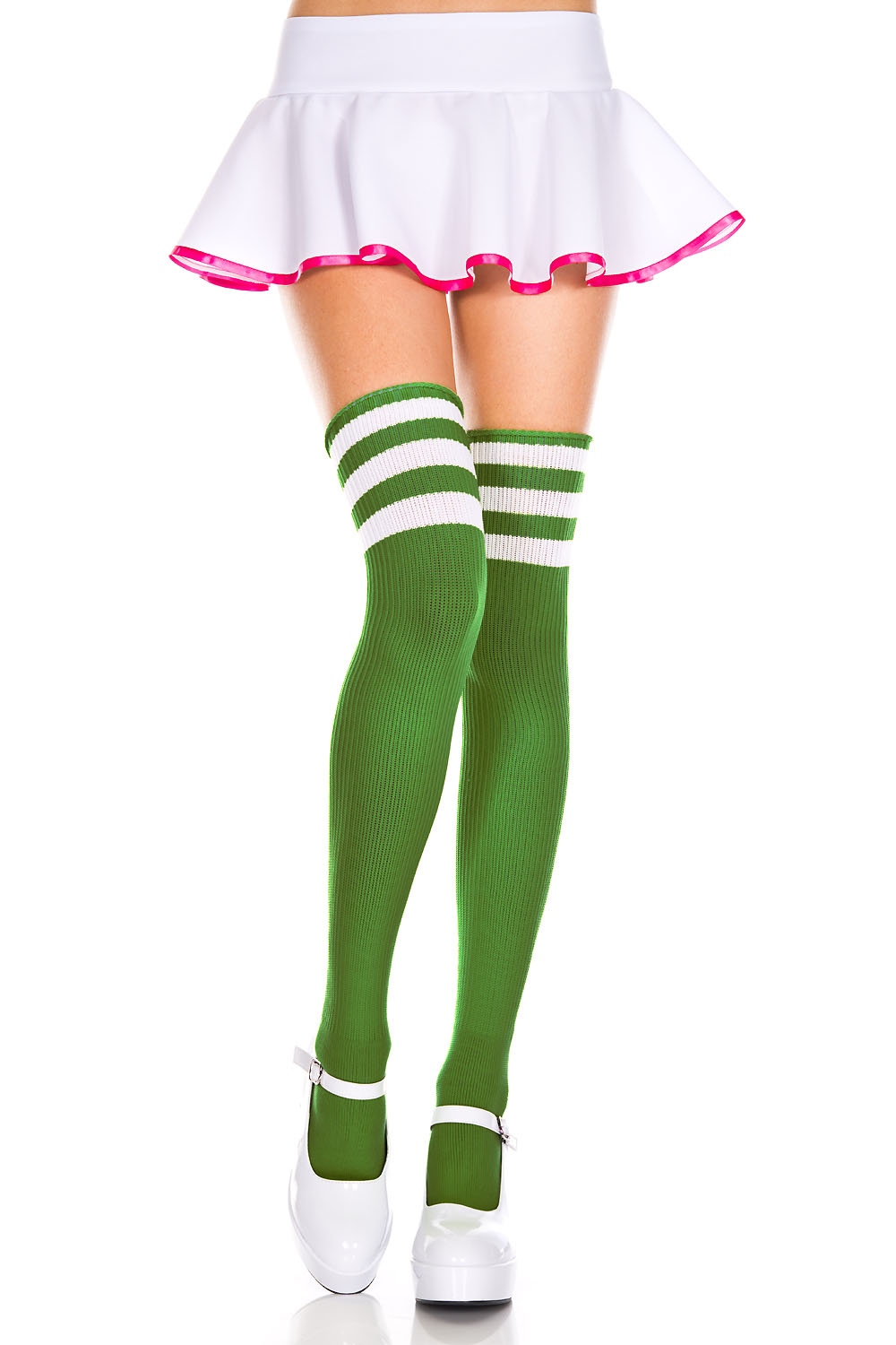 Music Legs Athlete Acrylic Thigh Hi with Striped Top