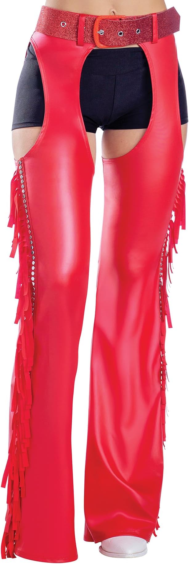 Dreamgirl womens Coated Denier Chap With Studs and Fringe Detailing on the Sides