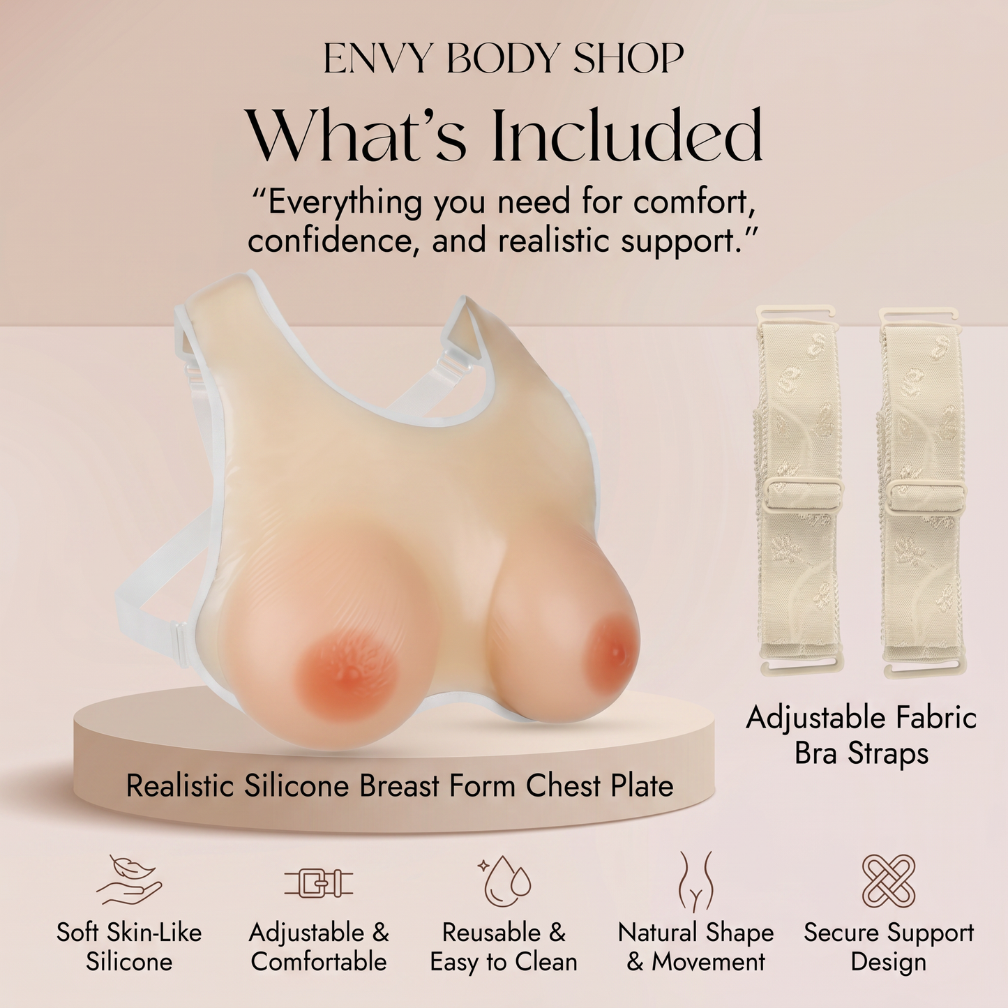 Envy Body Shop New Envy Be Mine Chest Cover Silicone Breast Form