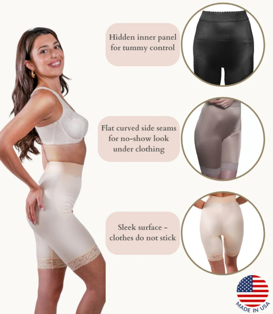 518 High Waist Light Shaping Bike Short | Satin 4-Way Stretch with Built-In Panty