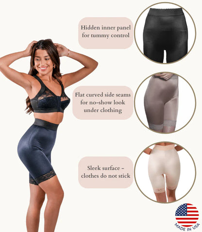 518 High Waist Light Shaping Bike Short | Satin 4-Way Stretch with Built-In Panty