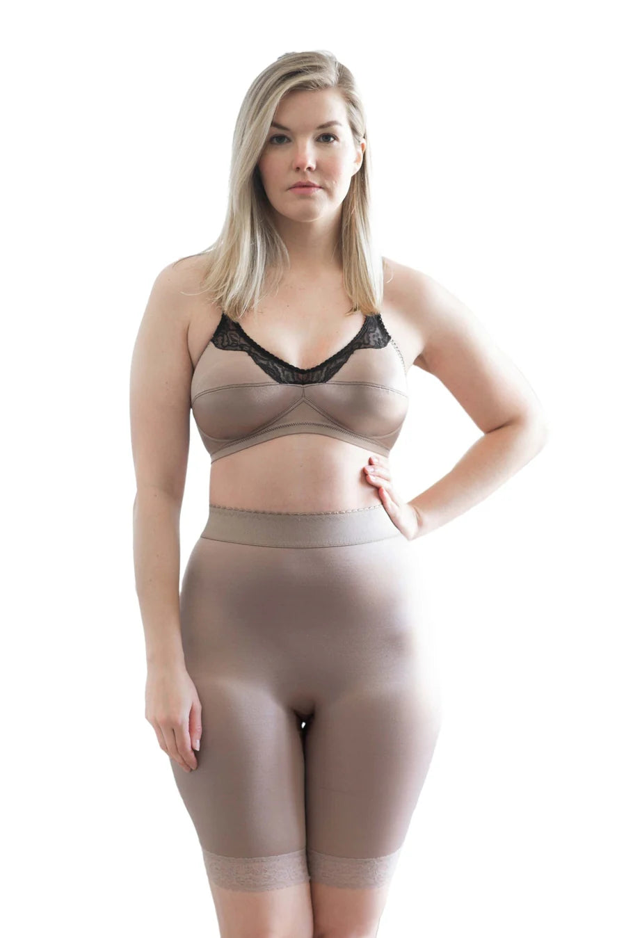 518 High Waist Light Shaping Bike Short | Satin 4-Way Stretch with Built-In Panty