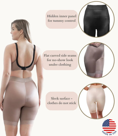 518 High Waist Light Shaping Bike Short | Satin 4-Way Stretch with Built-In Panty
