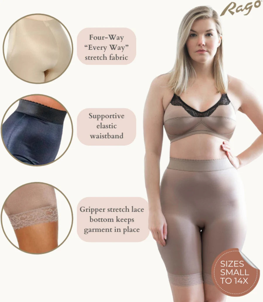 518 High Waist Light Shaping Bike Short | Satin 4-Way Stretch with Built-In Panty
