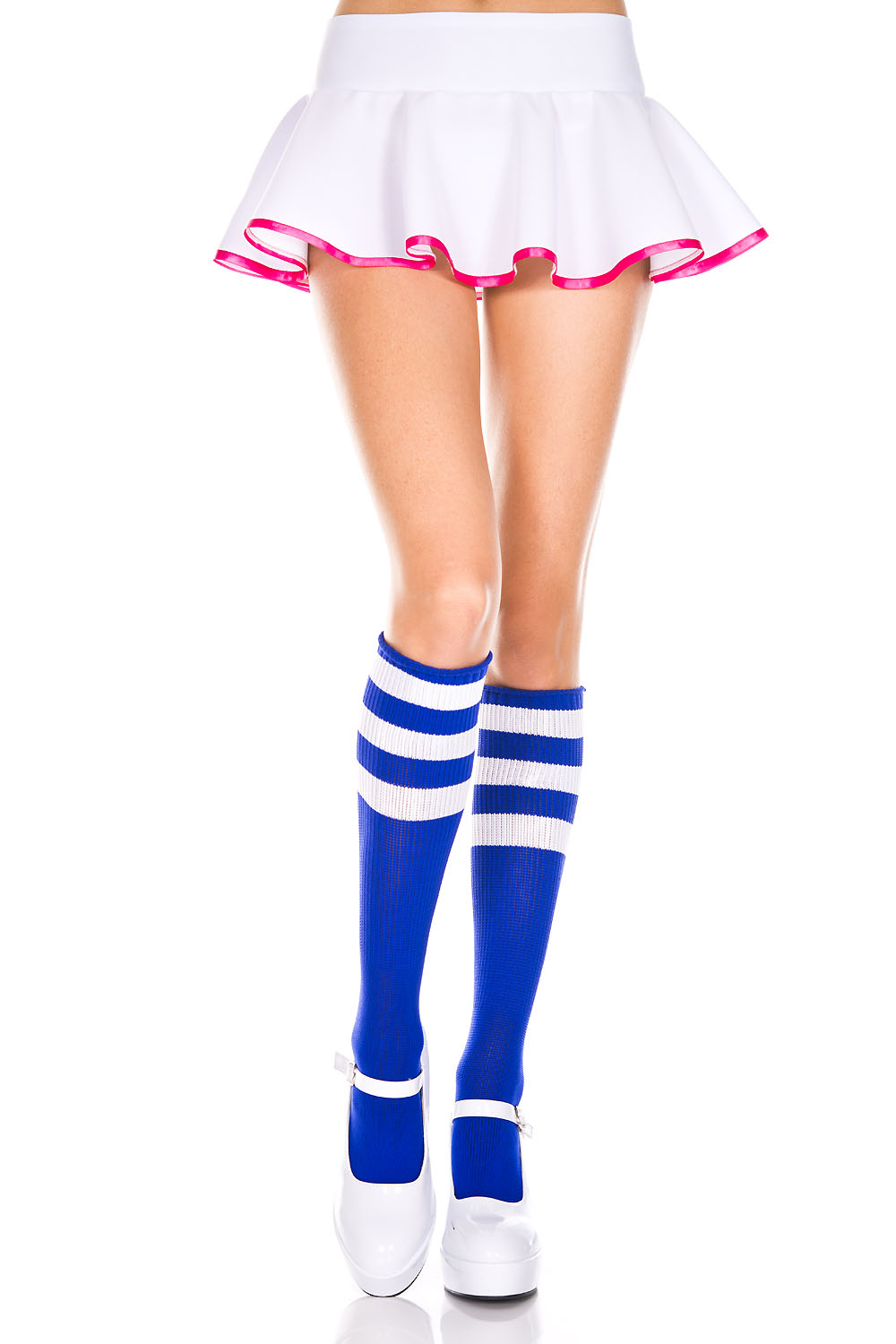 Acrylic Knee Hi with Striped Top Socks