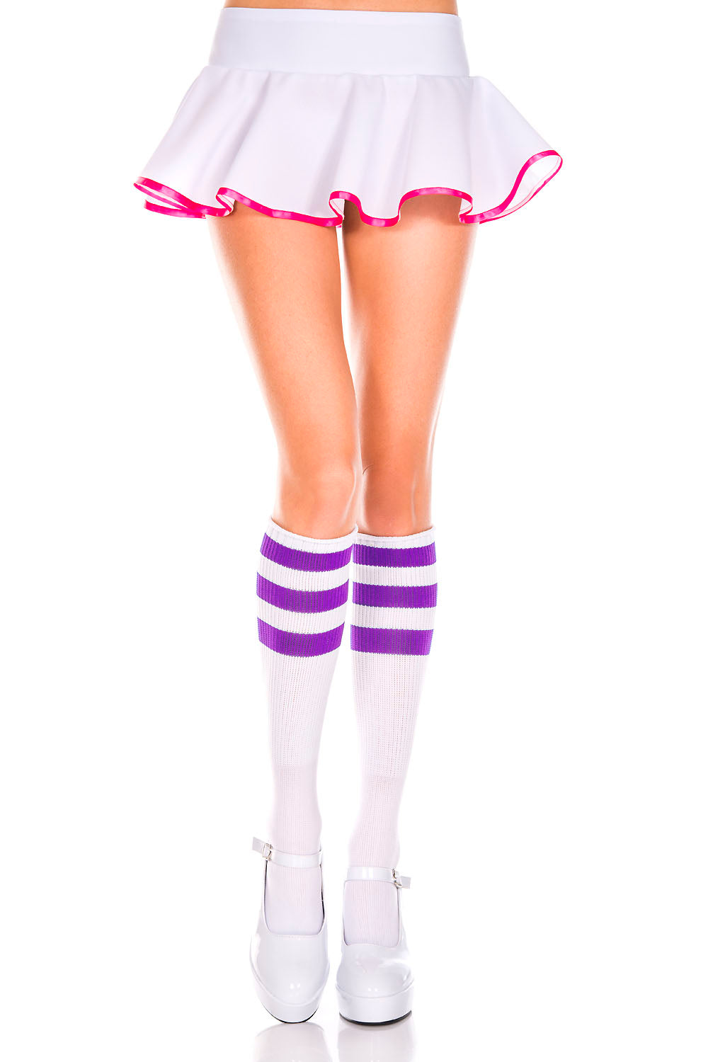 Acrylic Knee Hi with Striped Top Socks