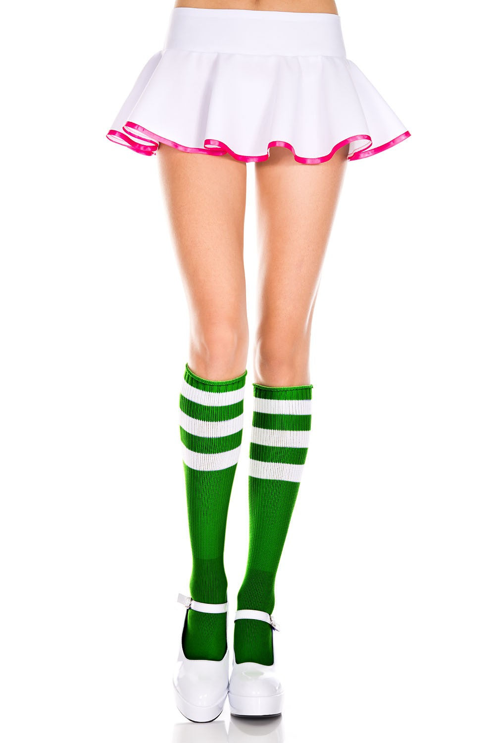 Acrylic Knee Hi with Striped Top Socks