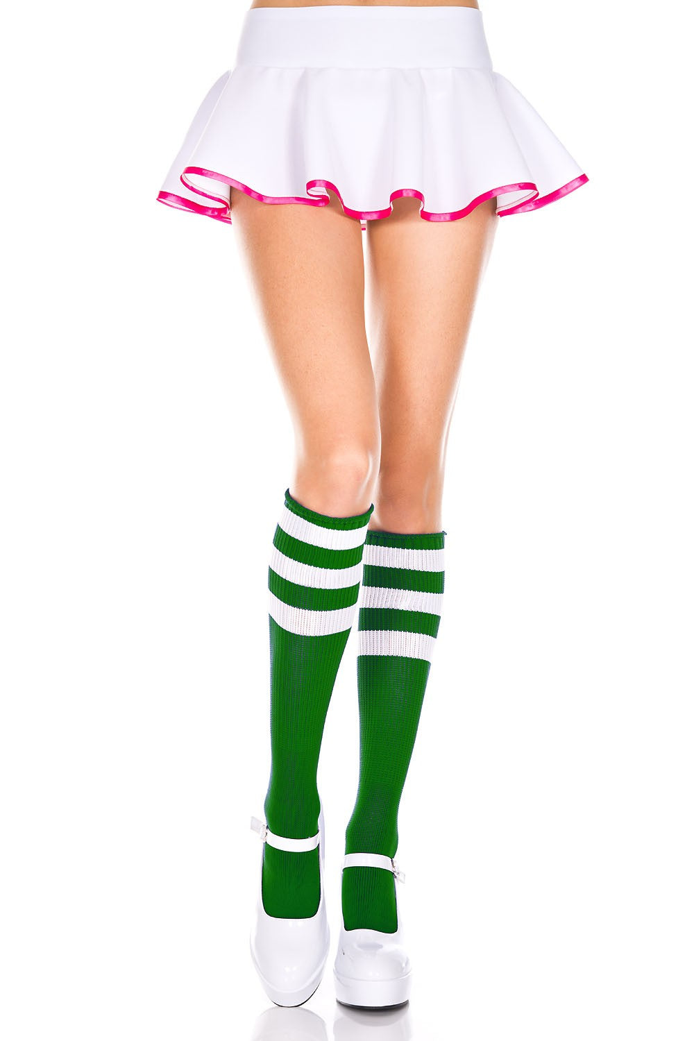 Acrylic Knee Hi with Striped Top Socks
