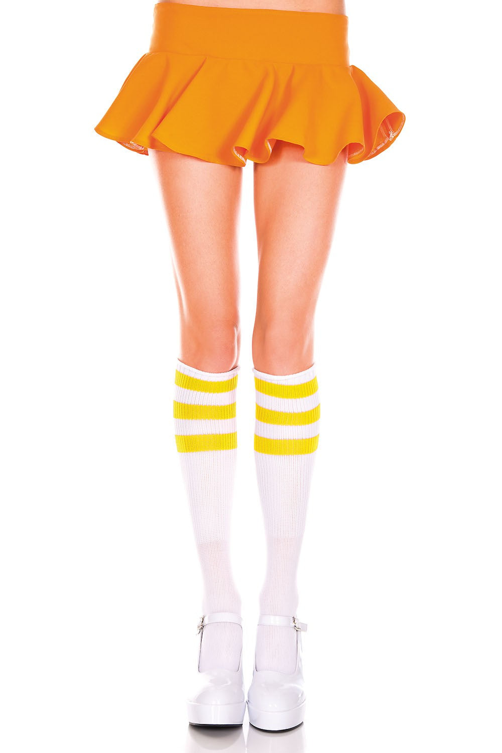 Acrylic Knee Hi with Striped Top Socks