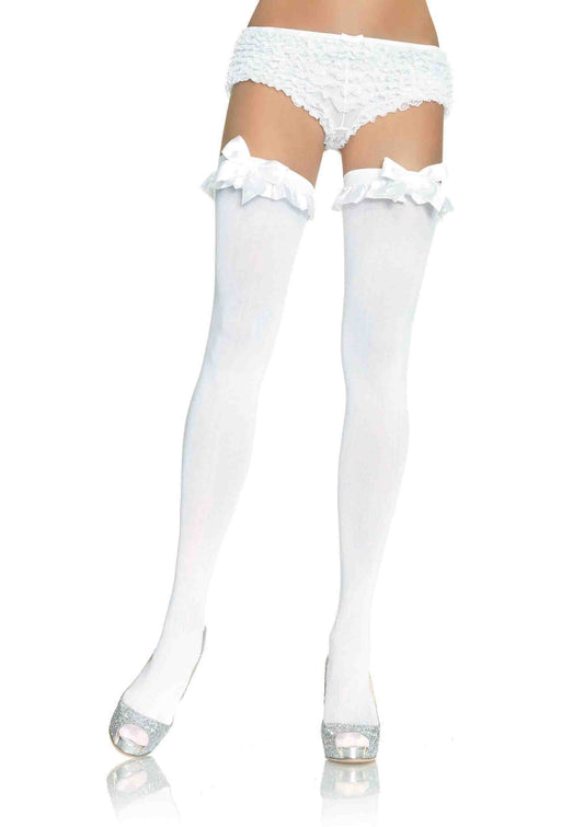 Nylon Otk with Ruffle Bow
