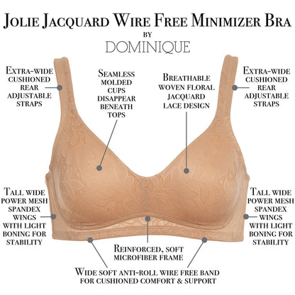 6018 Jolie Jacquard Lace Wire Free Minimizer Bra
