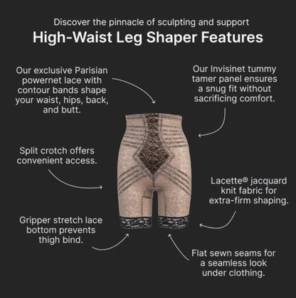 6207 No Roll High Waist Lace Thigh Slimmer with Extra Firm Support