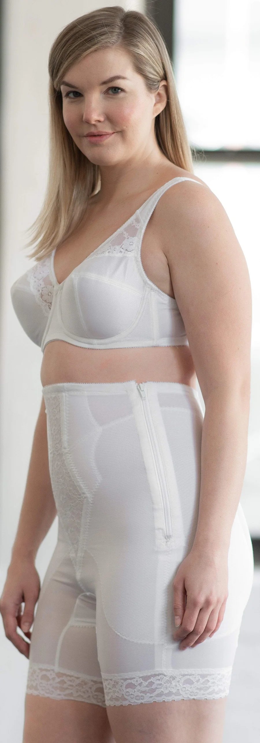 6228 High Waist Thigh Slimmer with Side Zipper | Memory Compression Fabric | Medium Support