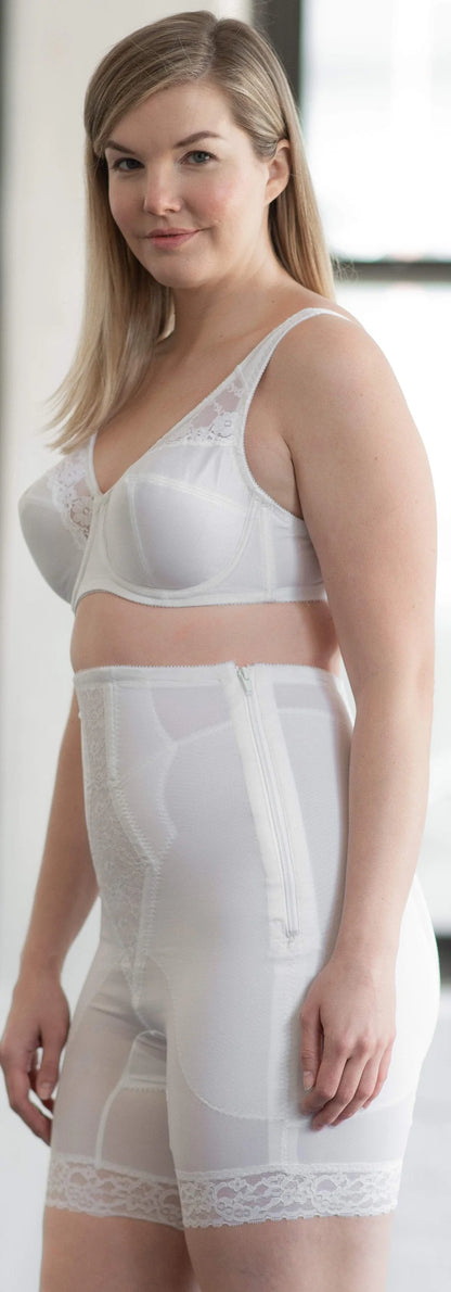 6228 High Waist Thigh Slimmer with Side Zipper | Memory Compression Fabric | Medium Support