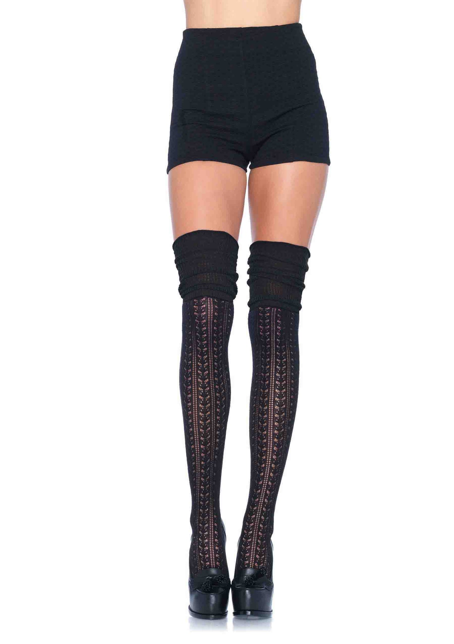 Acrylic pointelle over the knee scrunch sock
