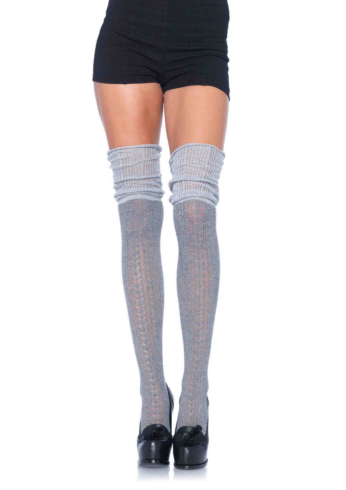 Acrylic pointelle over the knee scrunch sock