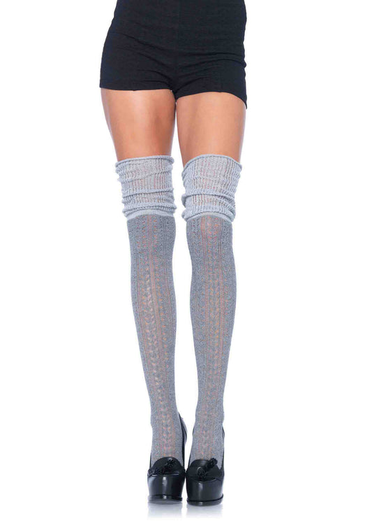 Acrylic pointelle over the knee scrunch sock