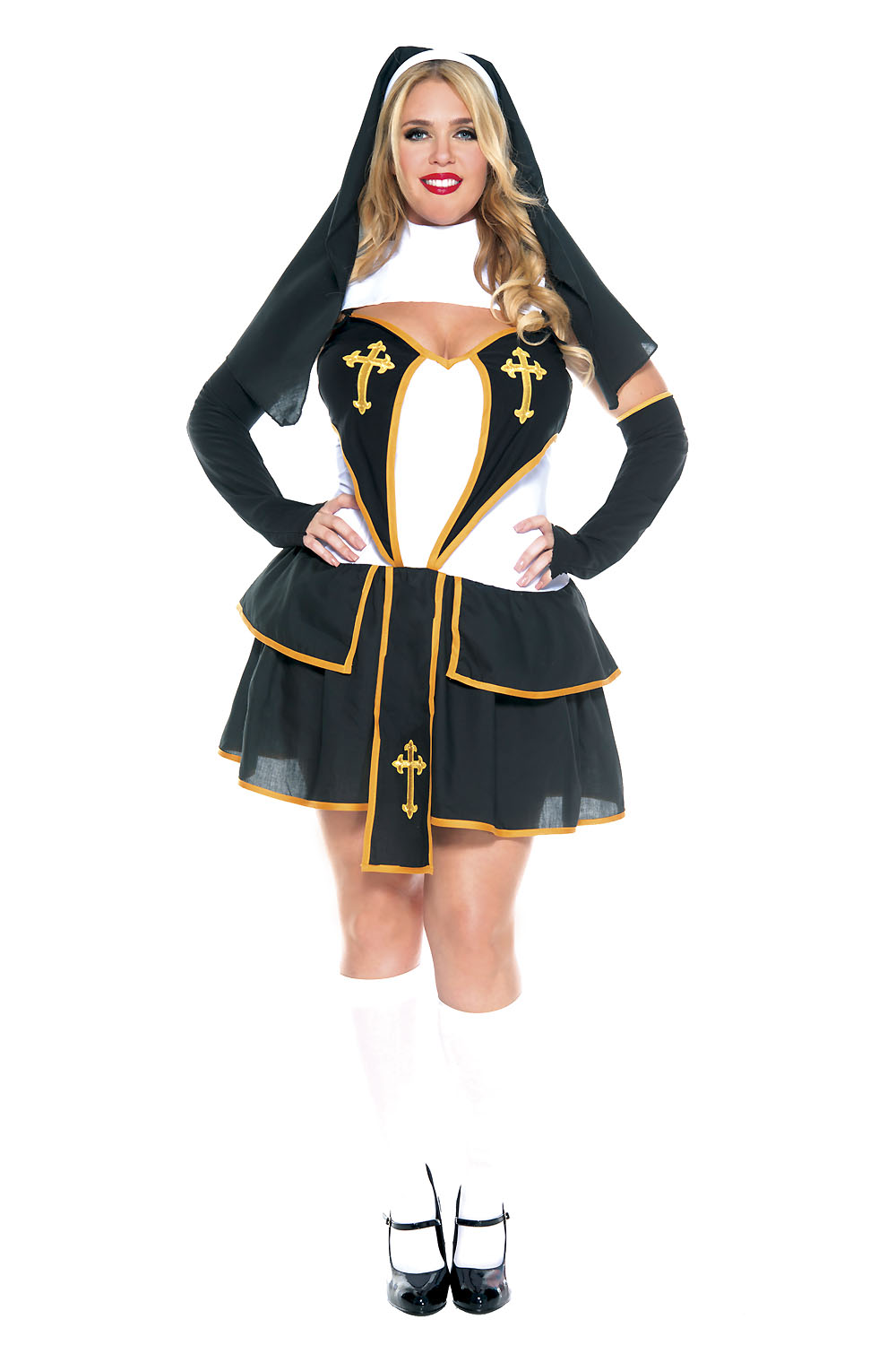 Music Legs Flirty Nun Queens Costume