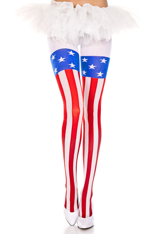American Flag Print Pantyhose ML